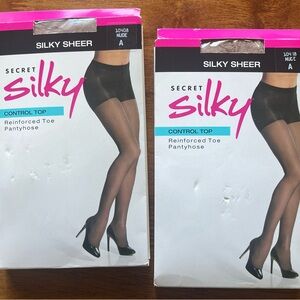 Secret Silky Control Top Reinforced Toe Pantyhose -NUDE- size A